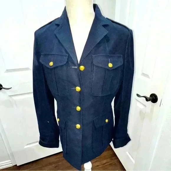 Lauren Ralph Lauren Jackets & Blazers - Lauren Ralph Lauren Navy Blue, fitted, gold button front jacket w pockets